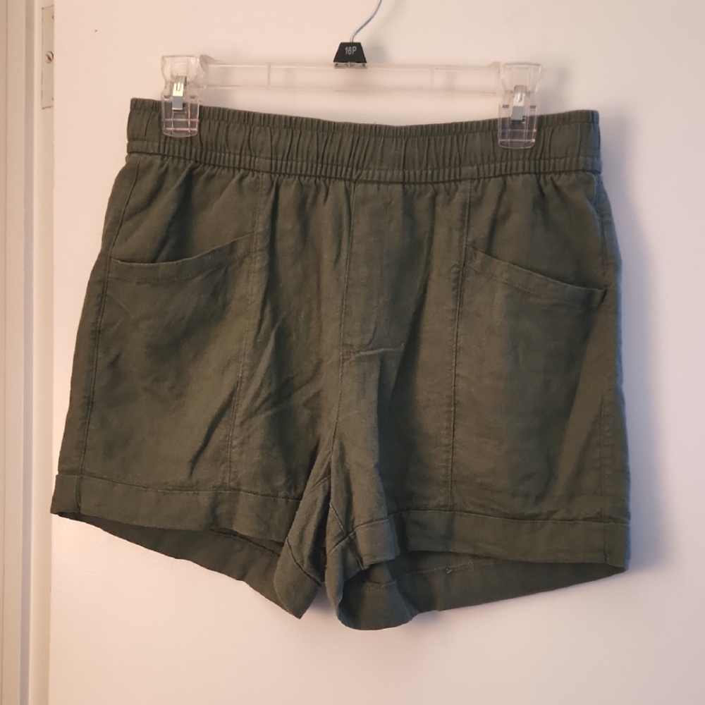 Old Navy Womens Olive Linen Cargo Shorts